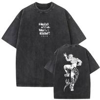 Washed Vintage Anime Jojo Bizarre Adventure Dio Brando T-shirt Men Women Manga Casual Oversized T Shirts Men's Cotton T-shirts S