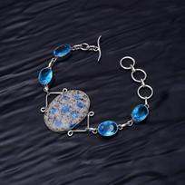 K2 Azurite Gemstone : 925 Sterling Silver Handmade Multi Gemstone Bracelet Jewelry 7-8 Inch Adjustable