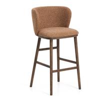 Terakotos spalvos iš audinio baro taburetė (sėdynės aukštis 75 cm) Ciselia – Kave Home