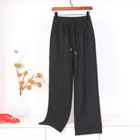 Women's Elastic Waist Wide Leg Pants Loose Fit Lazy Style Fleece Lined Cashmere Straight Trousers Warm Long Casual Mom Pants 2XL