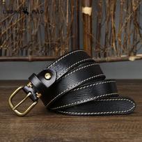 Fashionable Retro Trendy Versatile Belt with Stitching Details, Women's Pure Cowhide Leather, Best-selling Jeans Belt 90cm