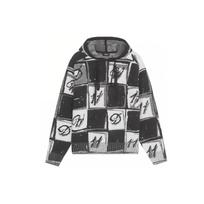 We11done Chess Board Graphic Knit Hoodie Black Unisex Tops WD-KT3-22-640-U-BK S