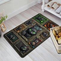 Black Cat Tales Pattern Rug Floor Mat for Living Room or Bedroom Soft and Comfortable Carpet a Gift for Birthday and Holiday. 40x60cm( 15x23in )