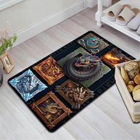 Dragons Mythical Frames Pattern Rug Floor Mat for Living Room or Bedroom Soft and Comfortable Carpet a Gift for Birthday and Holiday. 40x60cm( 15x23in )