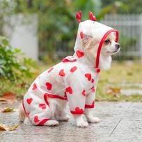 Love Heart Cartoon Panda Dog Rain Cloak High Visibility Pet Rain Jacket  for Walking XS Within 1.5kg-Love Heart