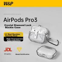 W&P Case for Airpods Pro 3, Transparent Ultra-Thin Smart Clip-On Shockproof Anti-Dirt Case with Portable Lanyard WP