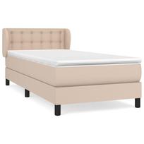 Box Spring Bed with Mattress Cappuccino Brown 90x200cm Faux Leather