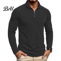 Gift for Men Quarter Zip Shirt, Soft Cotton Blend Golf Long Raglan Comfortable Commuter Clothing Sleeve Stand Collar Pullover Shirt Office Street S