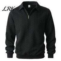 Breathable Work Sweatshirt Men Quarter-Zip Sweatshirt, Long Sleeve Turndown Collar Soft Polyester Warm Solid Color Pullover Shirt for Fall Winter Home XXXL