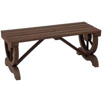 Garden Rustic Wooden Bench Wheel-Shaped Legs Slatted Seat Stable Reinforced Structure Outdoor Patio Garden 2-Person Bench Seat - Brown 98 x 50 x 39.5 cm