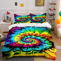Rainbow Spiral Psychedelic Bedding Set Bedding set (1 duvet cover, 2 pillowcases, duvet not included) 135x200cm