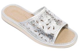 Silver women's slippers, comfortable house slippers, women's flip-flops 37