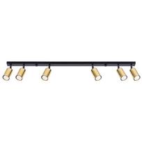 Black elongated ceiling spotlight, 6-bulb, gold shades, 6xGU10 10W WINX SL.1388 Sollux Lighting
