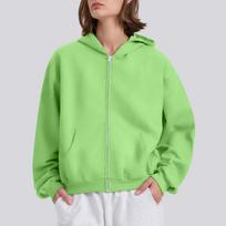 Women's Long Sleeve Loose Zip Hoodie M