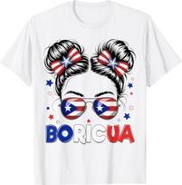 New Messy Bun Puerto Rican Boricua Puerto Rico Hispanic Heritage T-Shirt M