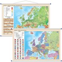 Wall map - political and physical 1:12 000 000 Europe