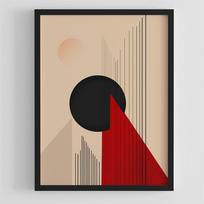 Mid Century Modern Abstract Art Print Red and Black Bauhaus Geometric Shapes Poster Home Living Room Wall Canvas Painting 21X30CMNo Framed