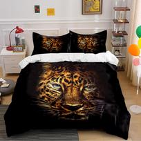 Leopard Face Printed Bedding Set Bedding set (1 duvet cover, 2 pillowcases, duvet not included) 135x200cm