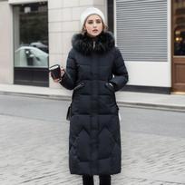Moteriška Parkas Žieminė striukė ilgas paltas Storas paltas Kailinė apykaklė su gobtuvu Užtrauktukas Šiltas sniego drabužis Moteriški paminkštinti drabužiai XXXXL
