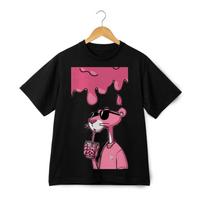 Pink Panther Boba Drink Graphic T-Shirt - Cool Cartoon Street Style Casual Tee S