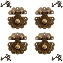 4pcs Antique Bronze Hasps Lock Decorative Jewelry Wood Box Padlock with Screw