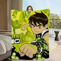 Cartoon B-Ben 10 Green Blanket Skin friendly comfort warm soft plush blanket suitable sofa living room office bedroom 75x90cm