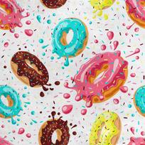 Royal Samt Stoff Polyester Zum Nähen - Motiv Bunte Donuts