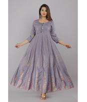 Indian Women Designer Party Wear Printed Viscose Rayon Anarkali Kurta Gown M