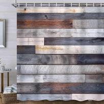 Rustic Farmhouse Shower Curtain Vintage Wooden Board Barn Door Country Rural Theme Waterproof Bathroom Decor with Hooks (as the picture,W90XH180cm)