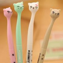 5PCS Cute Multicolor Animal Lovely Cat Kitty Ball Point Pen Stationary Kids Students 5pcs
