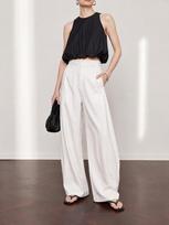 Women's High Waist Barrel Leg Pants Tencel Cotton Blend Loose Wide Leg Trousers Elegant Office Summer Solid Casual Pants S