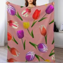 Tulips Throw Blanket Breathable Lightweight Blanket for Adults Kids Size: 75*100cm, Weight: 230 GSM