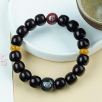 Sapphire inlaid silver dragon teng tiger leap bracelet lobular red sandalwood old bead bracelet purple gold sand inlaid zodiac