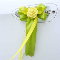 Decor Satin Artificial Flower Ribbon Car Decoration Rose Flower Door Handles Wedding
