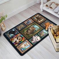 Cat Portraits Pattern Rug Floor Mat for Living Room or Bedroom Soft and Comfortable Carpet a Gift for Birthday and Holiday. 40x60cm( 15x23in )