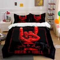 Rock & Roll Red Hand Design Bedding Set Bedding set (1 duvet cover, 2 pillowcases, duvet not included) 135x200cm