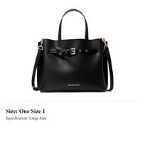 MICHAEL KORS Emilia Litchi Grain Leather Shoulder Bag, Crossbody Bag, Handbag Large Womens Pure Black 35H0GU5S7T-001 One Size 1