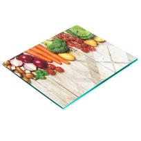 Glass Kitchen Serving Board With Vegetable Wood Graphics 60X52 Cm