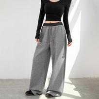 Women's High Waist Wide Leg Sweatpants Loose Straight Leg Trousers Japanese Korean Casual Fall Cotton Drawstring Long Pants S