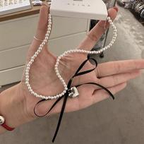 Madingas juostelės kaspinas chokeriaus vėrinys moterims elegantiškas perlo širdelės pakabukas vėrinys vestuvių vakarėlio papuošalai dovana
