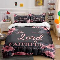 The Lord Is Faithful Floral Bedding Set Bedding set (1 duvet cover, 2 pillowcases, duvet not included) 135x200cm