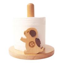 Solid Wood Cartoon Paper Towel Rack Durable Anti-Skid Creative Kitchen Tissue Holder Rotate Cute Animal Wooden Paper Roll Stand