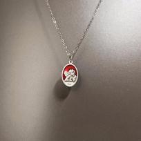 Vintage Temperament Sliver Double-sided Little Angel Fairy Relief Oval Pendant Necklace for Women Men Collar Chain Jewelry