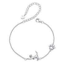 Silver bracelet with a cute cat and paw, 925 silver