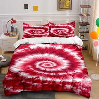 Red Tie-Dye Spiral Bedding Set Bedding set (1 duvet cover, 2 pillowcases, duvet not included) 135x200cm