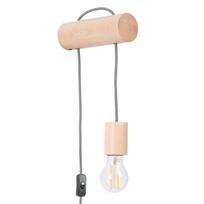 Industrial wall sconce, natural wood, switch for bedroom, living room, 1xE27 15W, NIMBI Sollux Lighting