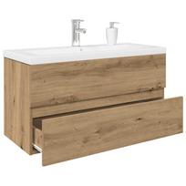 Szafka Pod Umywalkę Z Wbudowaną Umywalką I Baterią Dąb Artisan
