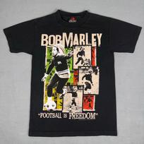 Bob Marley Football Is Freedom Tee Zion Rootswear 2010 Black USA Made Small Unisex T-Shirt L