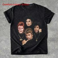 Vintage 80s Pop Icons Shirt, Bowie Michael Jackson Prince George Graphic Tee, Re Unisex T-Shirt M