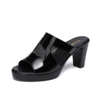 Women's Summer Slipper Sandals Female Block Heel Platform Slippers Slides Women High Heels Ladies Office 40